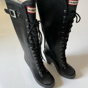 Hunter Lapins Lace Up Heel Rain Boots